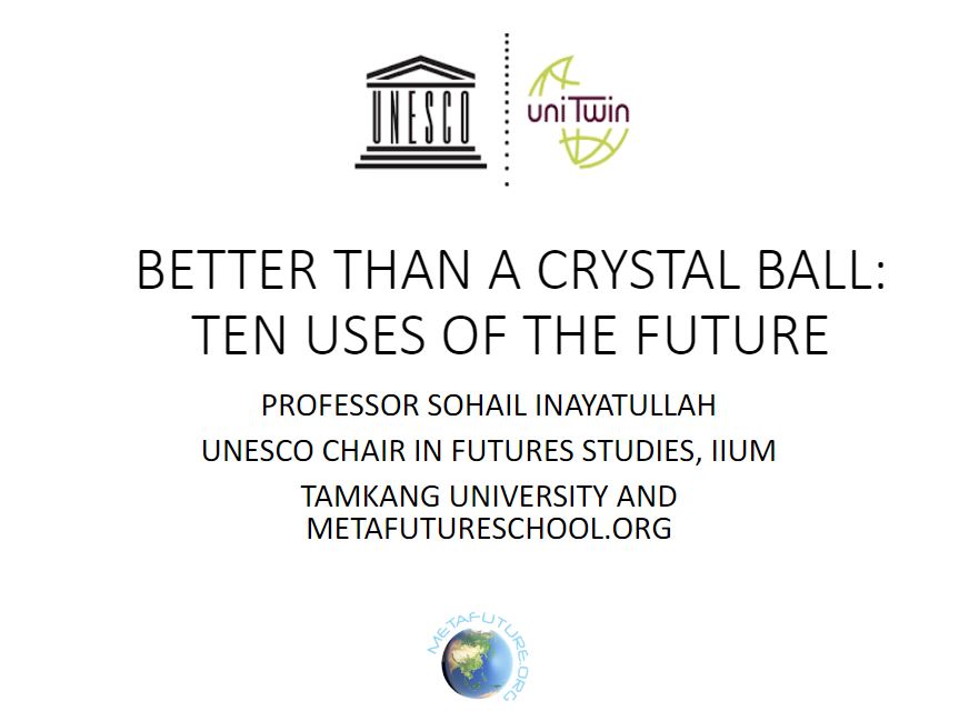 Title slide with text: Better than a crystal ball: ten uses of the future