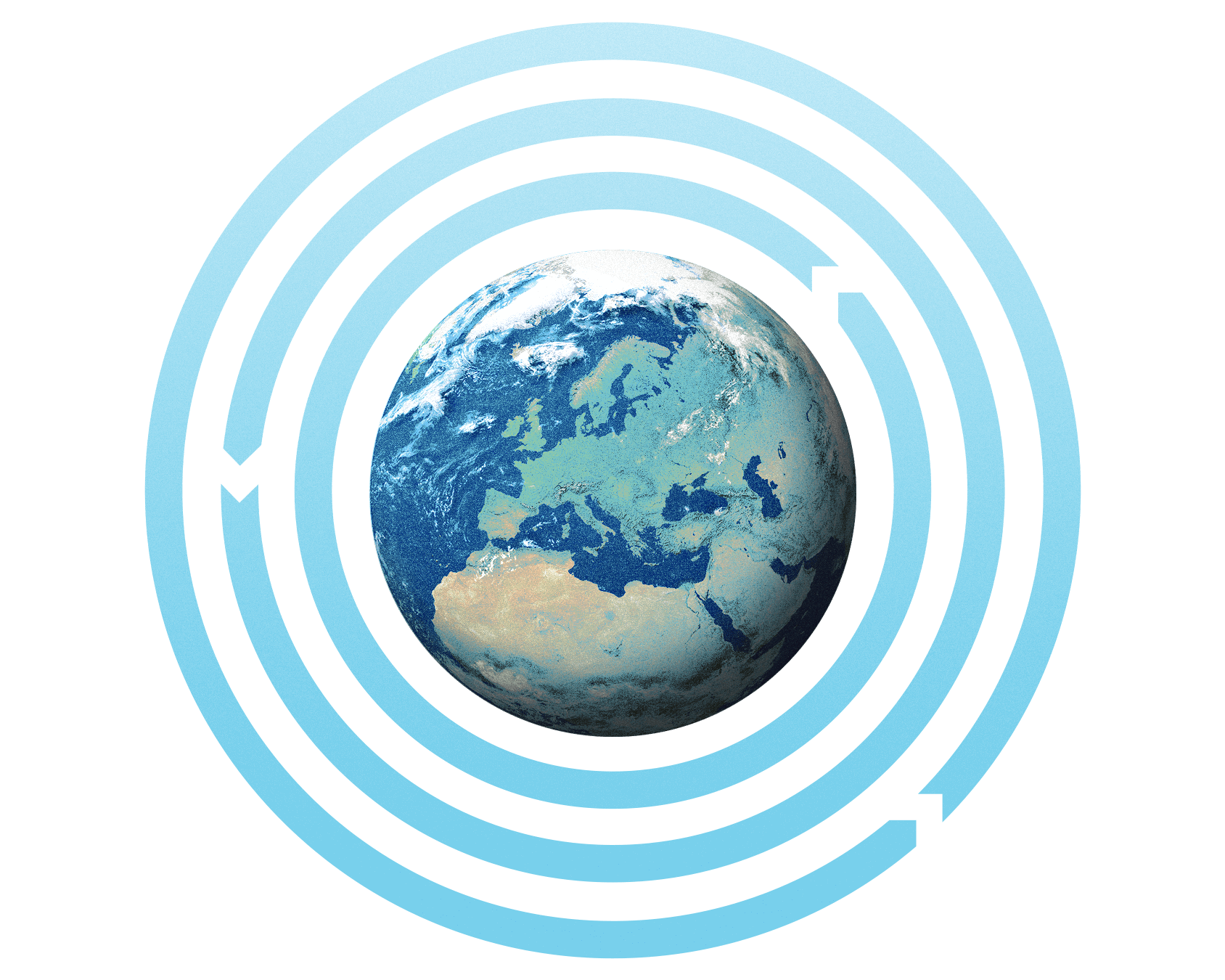 Globe and circles around it