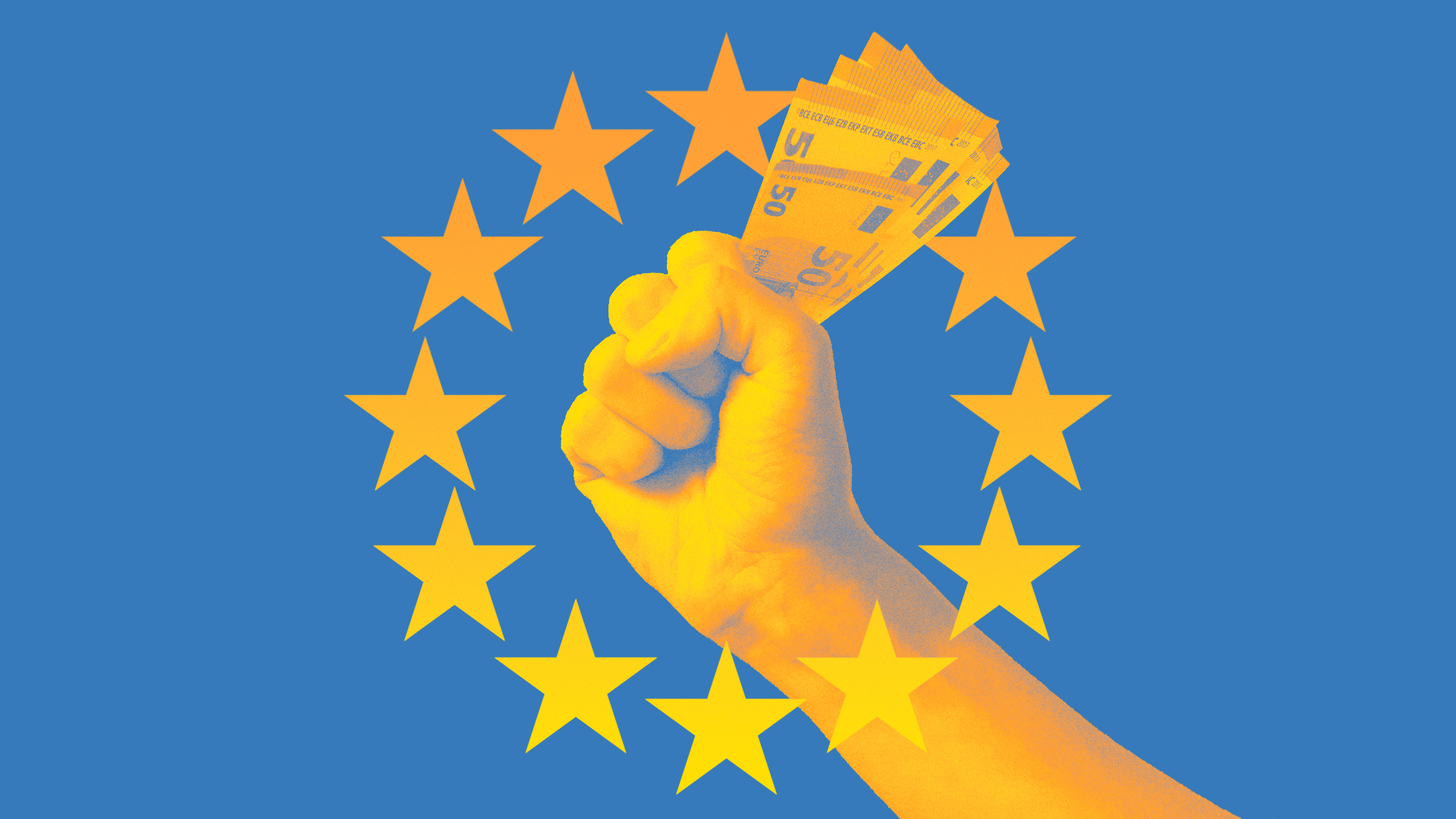 EU:n tähdet ja rahaa.