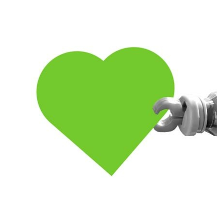 A green heart in the robot's hand